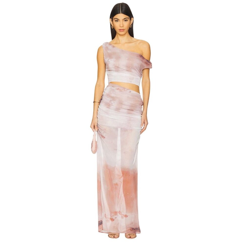 SNDYS Kilee Maxi Dress in Print Small New Womens Cut out Gown